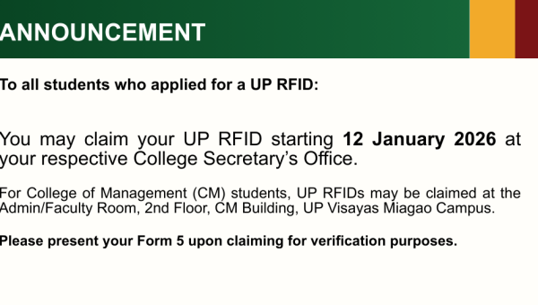 Advisory on the Release of UP RFIDs